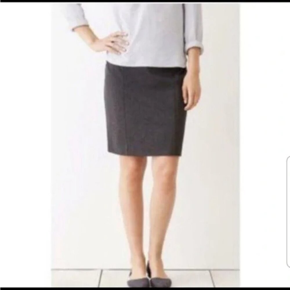 J. Jill Dark Charcoal Gray Heather Ponte Knit Pencil Skirt Size SP EUC